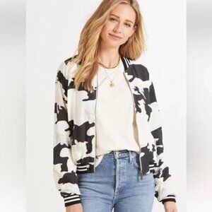 SANCTUARY Women Havana‎ Fever Bomber Jacket Camo Full Zip Sz M White Black 39-2